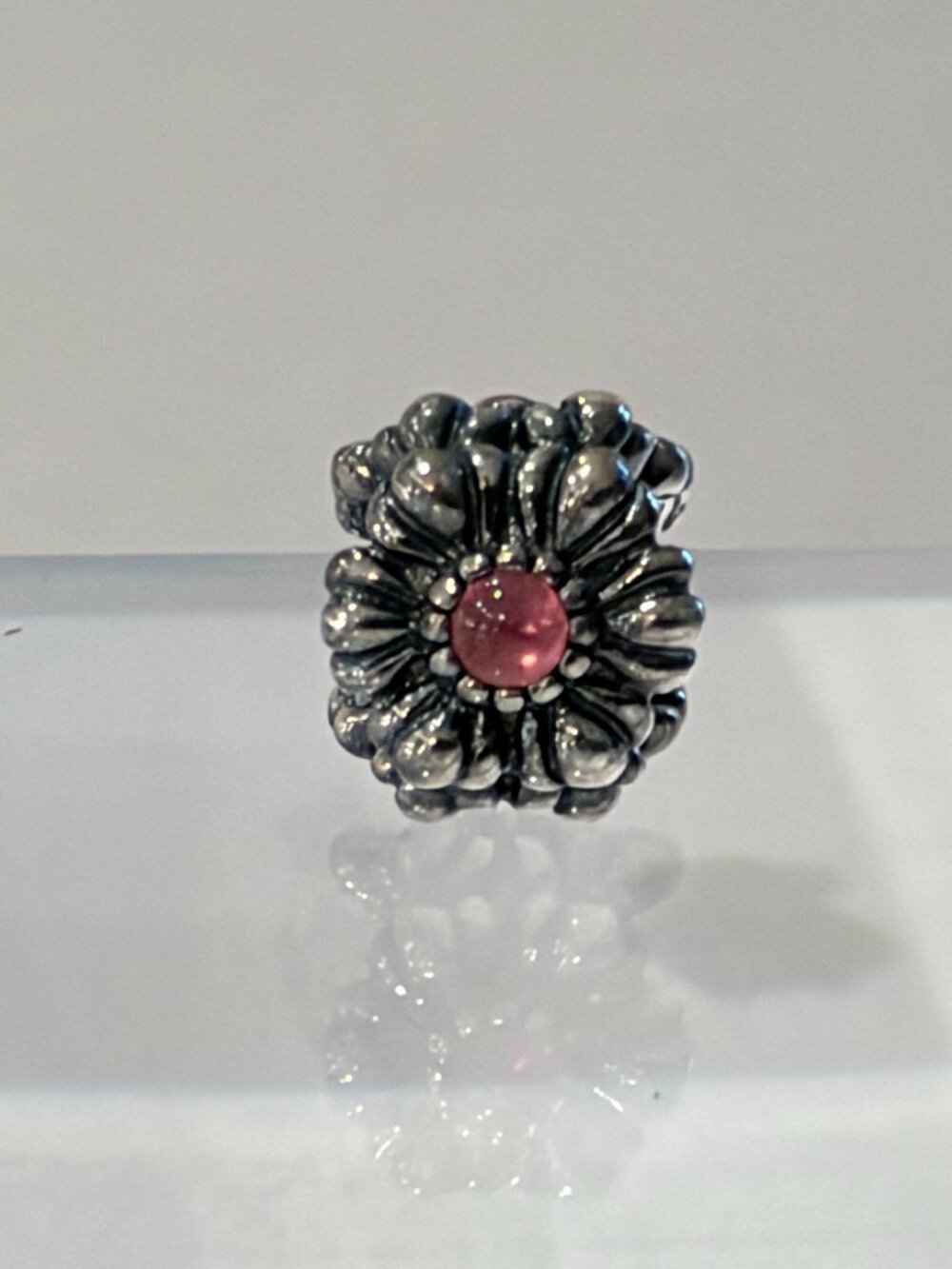 Trollbeads 3-Sided Pink Accent Sterling Silver Bead